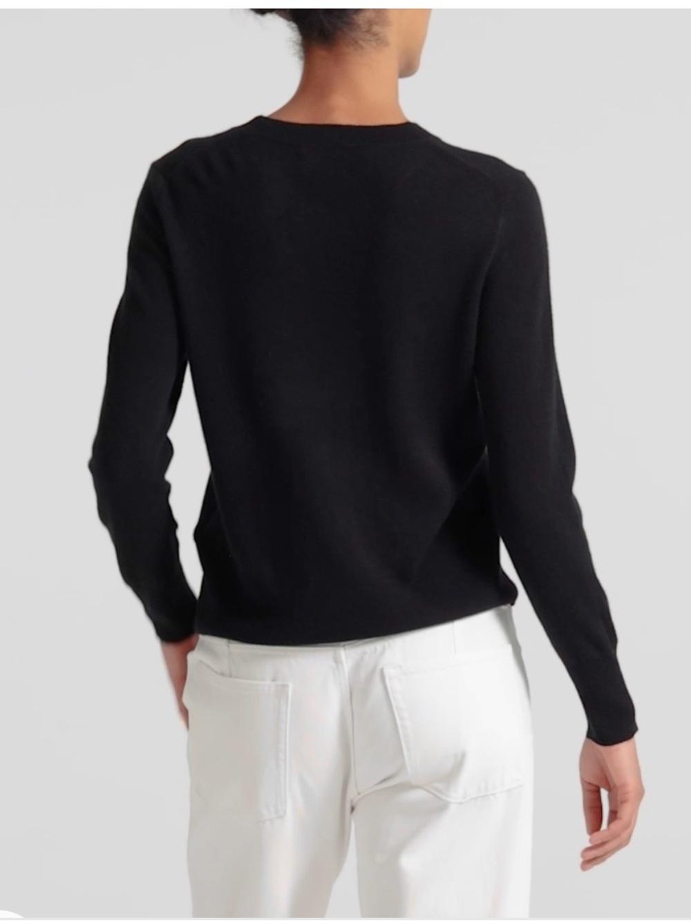 J Crew 100% Cashmere Classic Crewneck Sweater Black Sz Small